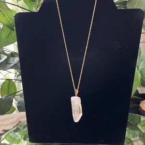 Gold and Quartz Crystal Pendant Necklace